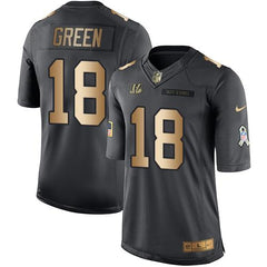Bengals #18 A.J. Green Black Men's Stitched NFL Limited Gold Salute To Service Jersey