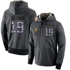 NFL Men's Cleveland Browns #19 Corey Coleman Stitched Black Anthracite Salute to Service Player Performance Hoodie