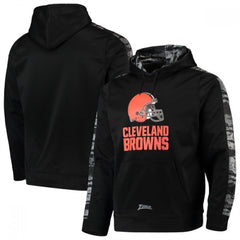 Men's Cleveland Browns Zubaz Black Tonal Oxide Pullover Hoodie