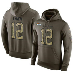 NFL Men's Denver Broncos #12 Paxton Lynch Stitched Green Olive Salute To Service KO Performance Hoodie