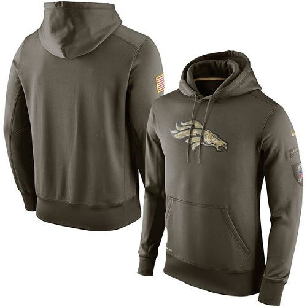 Men's Denver Broncos Olive Salute To Service KO Performance Hoodie