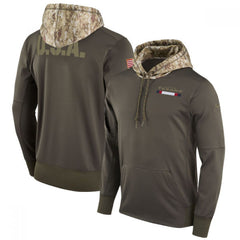 Men's Houston Texans Olive Salute to Service Sideline Therma Pullover Hoodie