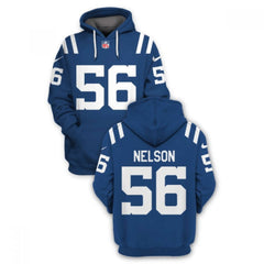 Men's Indianapolis Colts #56 Quenton Nelson 2021 Blue Pullover Hoodie