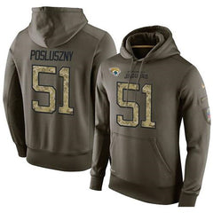 NFL Men's Jacksonville Jaguars #51 Paul Posluszny Stitched Green Olive Salute To Service KO Performance Hoodie