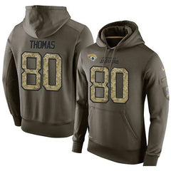 NFL Men's Jacksonville Jaguars #80 Julius Thomas Stitched Green Olive Salute To Service KO Performance Hoodie