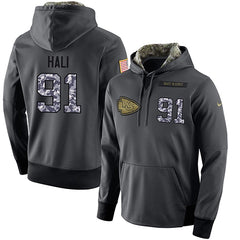 NFL Men's Kansas City Chiefs #91 Tamba Hali Stitched Black Anthracite Salute to Service Player Performance Hoodie