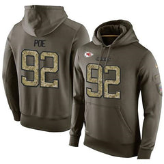 NFL Men's Kansas City Chiefs #92 Dontari Poe Stitched Green Olive Salute To Service KO Performance Hoodie