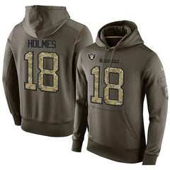 NFL Men's Oakland Raiders #18 Andre Holmes Stitched Green Olive Salute To Service KO Performance Hoodie