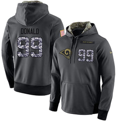 NFL Men's Los Angeles Rams #99 Aaron Donald Stitched Black Anthracite Salute to Service Player Performance Hoodie