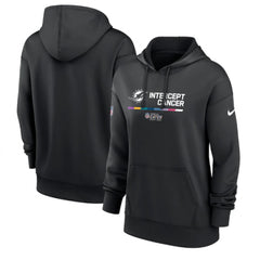 Women's Miami Dolphins 2022 Black NFL Crucial Catch Therma Performance Pullover Hoodie(Run Small)