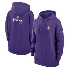 Women's Minnesota Vikings Purple Sideline Club Fleece Pullover Hoodie(Run Small)