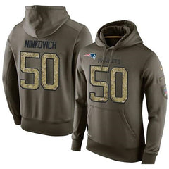 NFL Men's New England Patriots #50 Rob Ninkovich Stitched Green Olive Salute To Service KO Performance Hoodie