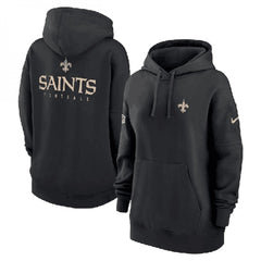 Women's New Orleans Saints Black Sideline Club Fleece Pullover Hoodie(Run Small)