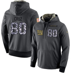 NFL Men's New York Giants #80 Victor Cruz Stitched Black Anthracite Salute to Service Player Performance Hoodie
