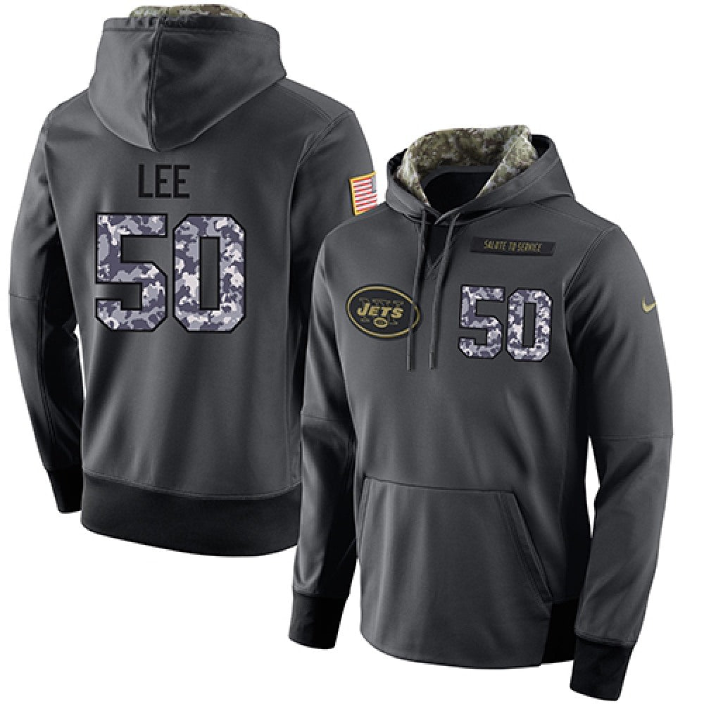 NFL Men's New York Jets #50 Darron Lee Stitched Black Anthracite Salute to Service Player Performance Hoodie