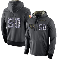 NFL Men's New York Jets #50 Darron Lee Stitched Black Anthracite Salute to Service Player Performance Hoodie
