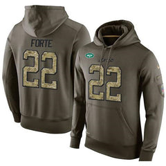 NFL Men's New York Jets #22 Matt Forte Stitched Green Olive Salute To Service KO Performance Hoodie