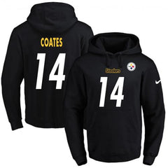 Steelers #14 Sammie Coates Black Name & Number Pullover NFL Hoodie