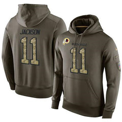 NFL Men's Washington Redskins #11 DeSean Jackson Stitched Green Olive Salute To Service KO Performance Hoodie