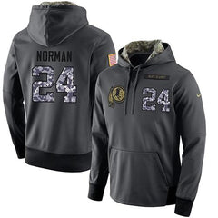 NFL Men's Washington Redskins #24 Josh Norman Stitched Black Anthracite Salute to Service Player Performance Hoodie