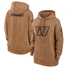Women's Washington Commanders 2023 Brown Salute to Service Pullover Hoodie(Run Small)