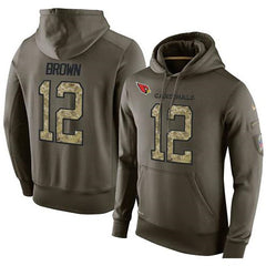 NFL Men's Arizona Cardinals #12 John Brown Stitched Green Olive Salute To Service KO Performance Hoodie