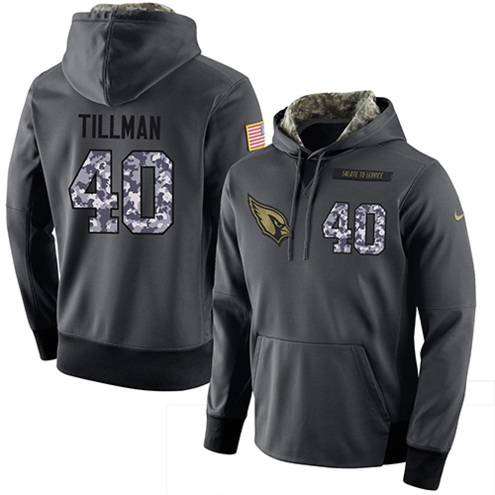 NFL Men's Arizona Cardinals #40 Pat Tillman Stitched Black Anthracite Salute to Service Player Performance Hoodie