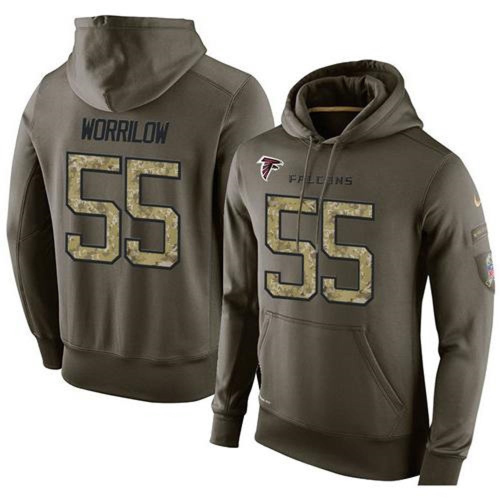 NFL Men's Atlanta Falcons #55 Paul Worrilow Stitched Green Olive Salute To Service KO Performance Hoodie
