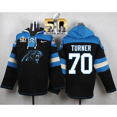 Panthers #70 Trai Turner Black Super Bowl 50 Player Pullover NFL Hoodie