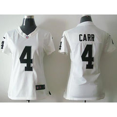 Raiders #4 Derek Carr White Women's Stitched NFL Elite Jersey