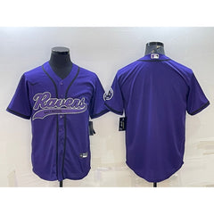 Men's Baltimore Ravens Blank Purple With Patch Cool Base Stitched Baseball Jersey