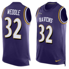 Ravens #32 Eric Weddle Purple Team Color Men's Stitched NFL Limited Tank Top Jersey