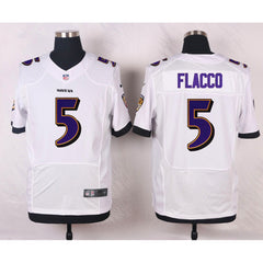 Ravens #5 Joe Flacco White Men's Stitched NFL New Elite Jersey