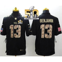 Panthers #13 Kelvin Benjamin Black Super Bowl 50 Men's Stitched NFL Limited Salute to Service Jersey