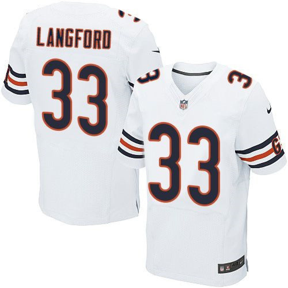 Bears #33 Jeremy Langford White Men's Stitched NFL Elite Jersey