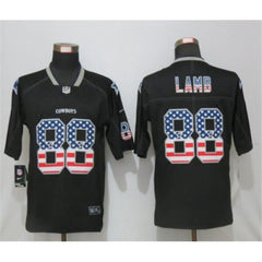 Men's Dallas Cowboys #88 CeeDee Lamb Black USA Flag Color Rush Limited Fashion Stitched Jersey