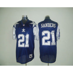 Mitchell & Ness Cowboys #21 Deion Sanders Blue Stitched Throwback NFL Jersey