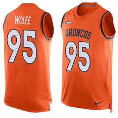 Broncos #95 Derek Wolfe Orange Team Color Men's Stitched NFL Limited Tank Top Jersey