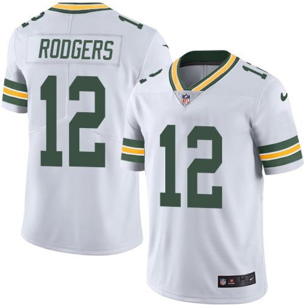 Men's Green Bay Packers #12 Aaron Rodgers White Stitched NFL Vapor Untouchable Limited Jersey