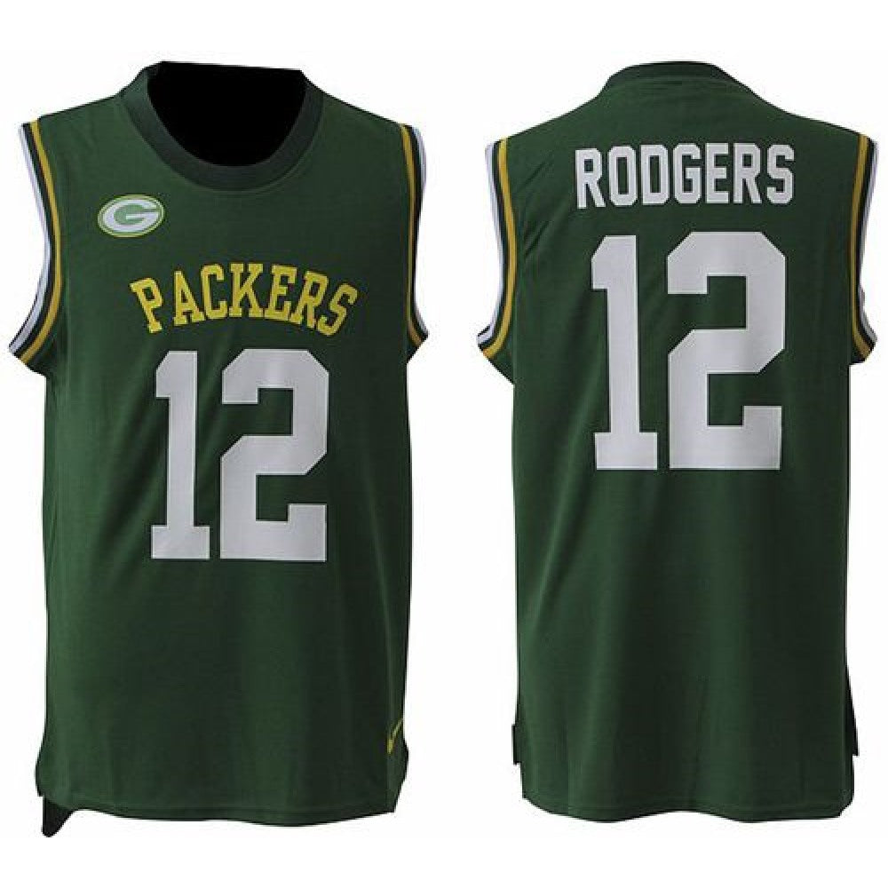 Packers #12 Aaron Rodgers Green Team Color Men's Stitched NFL Limited Tank Top Jersey