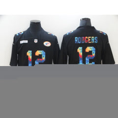Men's Green Bay Packers #12 Aaron Rodgers 2020 Black Crucial Catch Limited Stitched Jersey