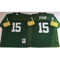 Mitchell And Ness 1969 Packers #15 Bart Starr Green Throwback Stitched NFL Jersey