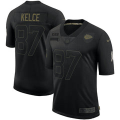 Men's Kansas City Chiefs #87 Travis Kelce Black 2020 Salute To Service Limited Stitched Jersey