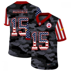 Men's Kansas City Chiefs #15 Patrick Mahomes Camo USA Flag Limited Stitched Jersey