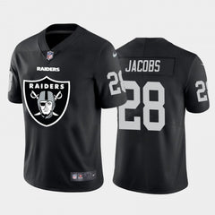 Men's Oakland Raiders #28 Josh Jacobs Black 2020 Team Big Logo Limited Stitched Jersey