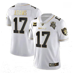 Men's Las Vegas Raiders #17 Davante Adams White Gold With C Patch Stitched Jersey