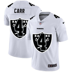 Men's Las Vegas Raiders #4 Derek Carr White Shadow Logo Limited Stitched Jersey