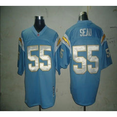 Mitchell And Ness Chargers #55 Junior Seau Light Blue Stitched NFL Jersey