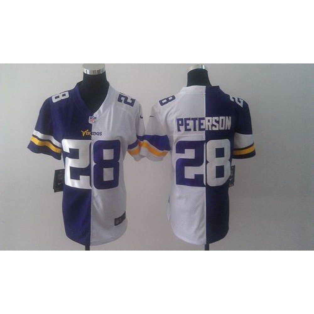 Men's Minnesota Vikings #28 Adrian Peterson Purple And White Elite Split Stitched Jersey