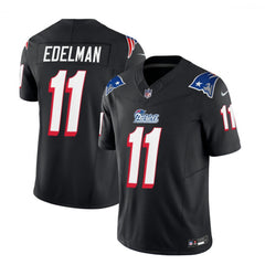Men's New England Patriots #11 Julian Edelman Black 2023 F.U.S.E. Throwback Limited Stitched Football Jersey